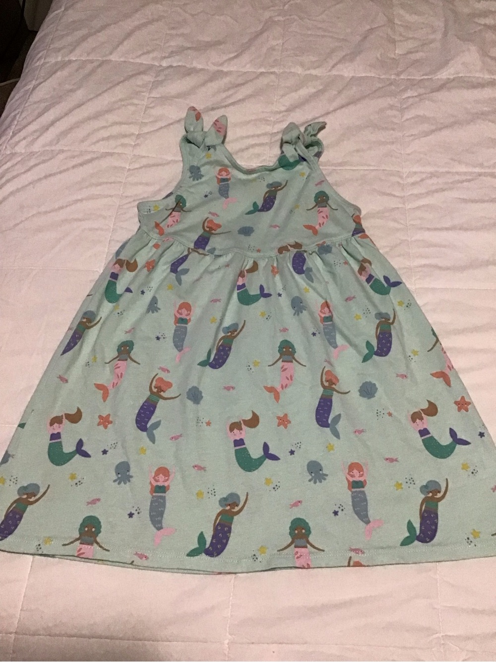 Garanimals Mint Green Mermaid Print Tie-Shoulder Dress 5